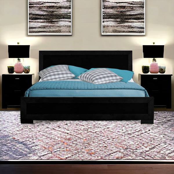 Homeroots Black Wood Twin Platform Bed Black Wood 397071