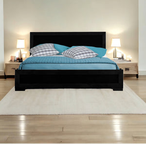 Homeroots Black Wood Queen Bed Frame Black Wood 397073