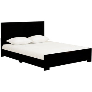 Homeroots Black Solid And Manufactured Wood King Bed Frame Black Wood 397074
