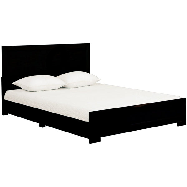 Homeroots Black Solid And Manufactured Wood King Bed Frame Black Wood 397074