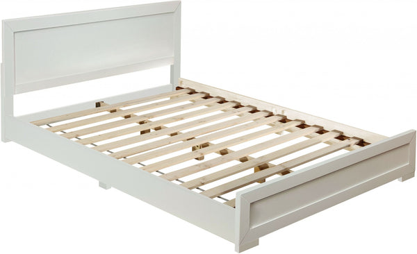 Homeroots White Solid And Manufactured Wood Full Bed Frame White Wood 397076