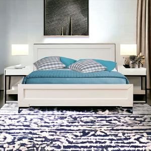 Homeroots White Solid And Manufactured Wood King Bed Frame White Wood 397078