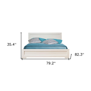 Homeroots White Solid And Manufactured Wood King Bed Frame White Wood 397078