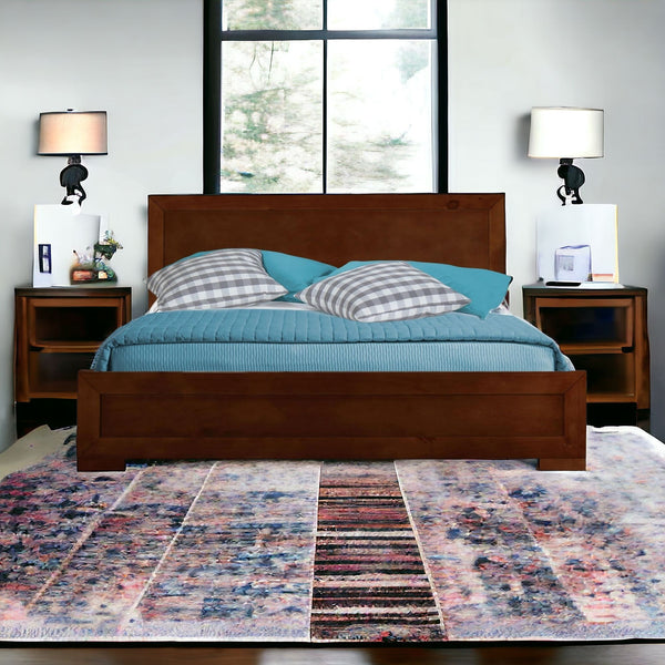 Homeroots Walnut Wood Twin Platform Bed Walnut Wood 397079