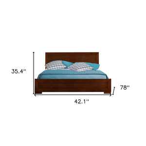 Homeroots Walnut Wood Twin Platform Bed Walnut Wood 397079