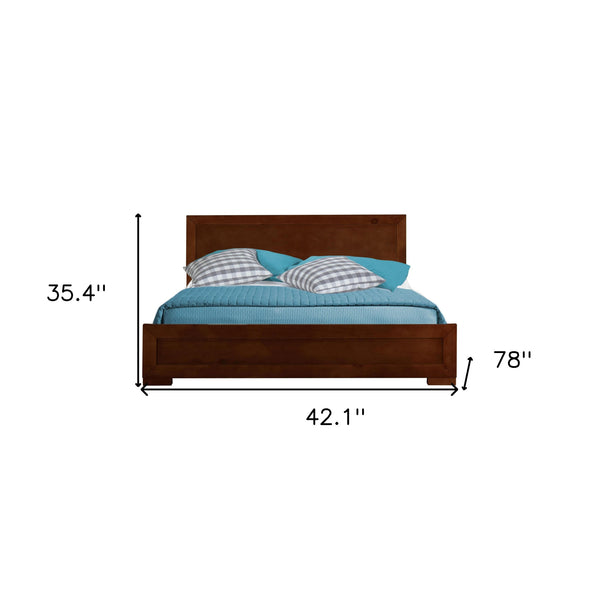 Homeroots Walnut Wood Twin Platform Bed Walnut Wood 397079