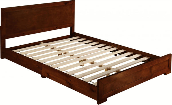 Homeroots Brown Wood King Bed Frame Walnut Wood 397082