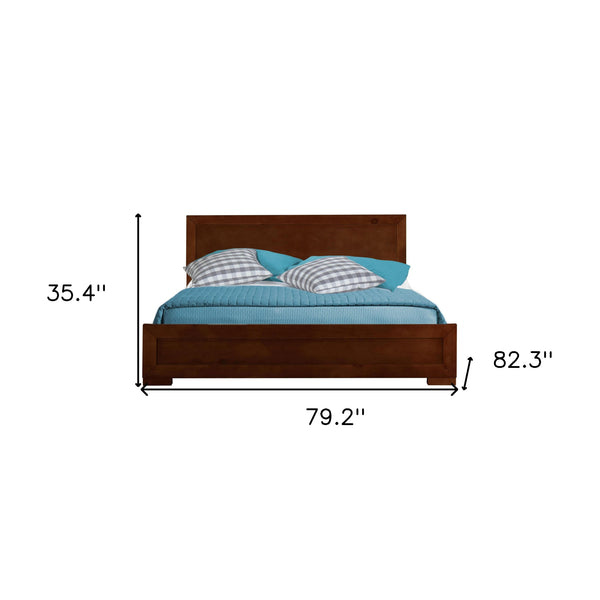 Homeroots Brown Wood King Bed Frame Walnut Wood 397082
