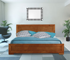 Homeroots Oak Wood Full Bed Frame Oak Solid Wood 397084