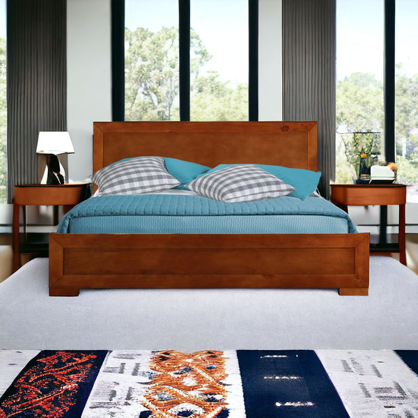 Homeroots Brown Wood Full Bed Frame Cherry Solid Wood 397088