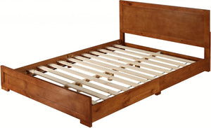 HomeRoots Black Wood Platform Bed Frame with Elegant Inlaid Panels and Sturdy Slat Support for Mattress Longevity Cherry DOUBLE 397088