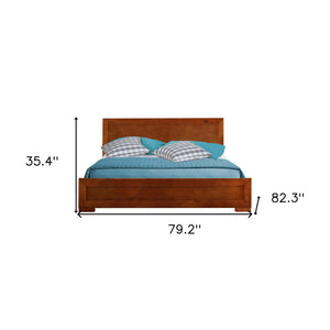 Homeroots Brown Wood King Bed Frame Cherry Wood 397090
