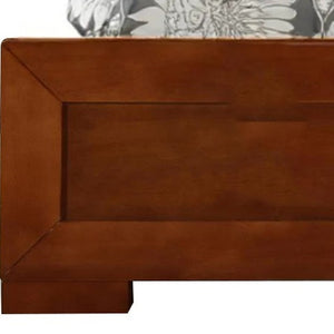 HomeRoots Black Wood Platform Bed Frame with Elegant Inlaid Panels and Sturdy Slat Support for Mattress Longevity Cherry KING 397090