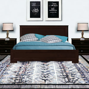 Homeroots Espresso Wood Full Bed Frame Espresso Solid Wood 397092