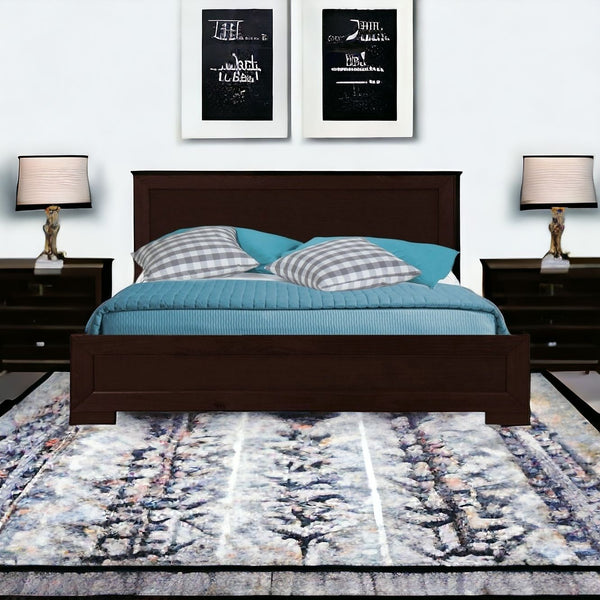 Homeroots Espresso Wood Full Bed Frame Espresso Solid Wood 397092