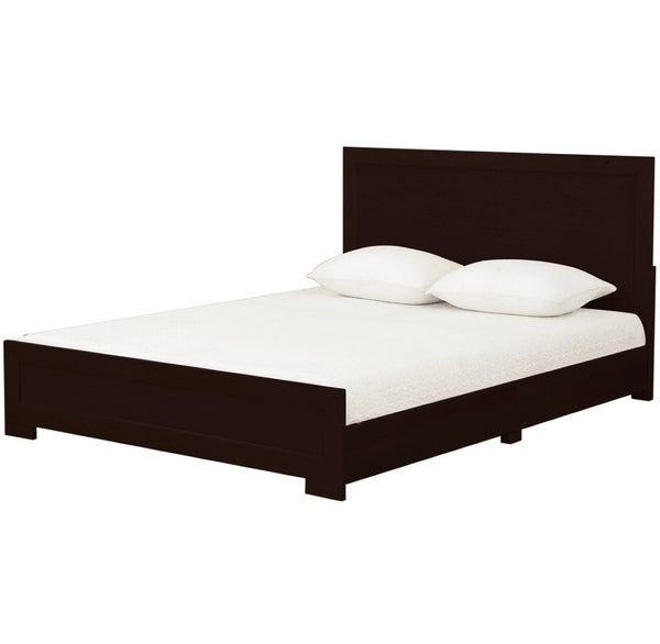 HomeRoots Black Wood Platform Bed Frame with Elegant Inlaid Panels and Sturdy Slat Support for Mattress Longevity Espresso DOUBLE 397092