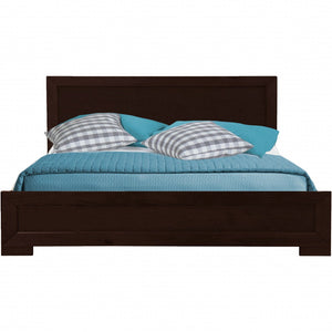 Homeroots Espresso Solid And Manufactured Wood Queen Bed Frame Espresso Solid Wood 397093