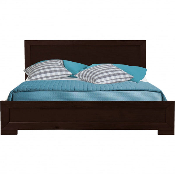 Homeroots Espresso Solid And Manufactured Wood Queen Bed Frame Espresso Solid Wood 397093