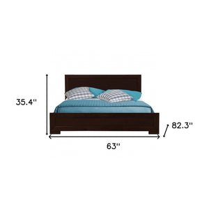 Homeroots Espresso Solid And Manufactured Wood Queen Bed Frame Espresso Solid Wood 397093