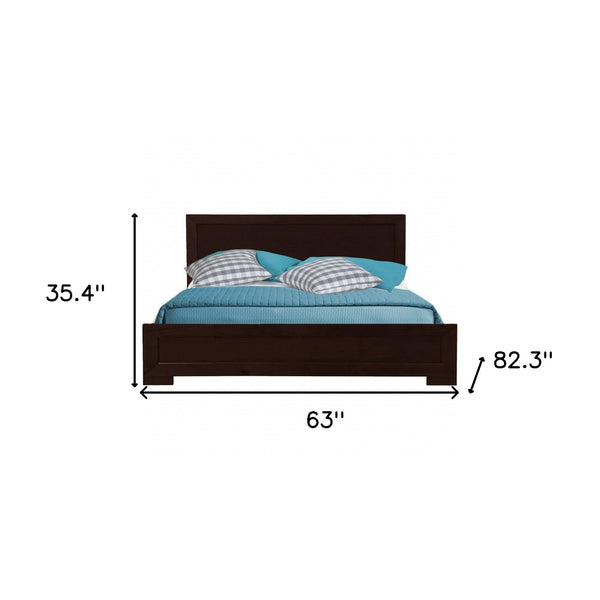 Homeroots Espresso Solid And Manufactured Wood Queen Bed Frame Espresso Solid Wood 397093