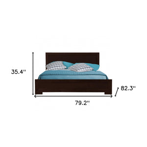 Homeroots Espresso Solid And Manufactured Wood King Bed Frame Espresso Wood 397094