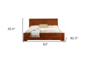 Homeroots Brown Wood Queen Bed Frame Cherry Solid Wood 397097