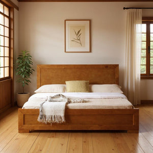 HomeRoots Brown Wood Twin Bed Frame - Stylish Solid Wood Design for Compact Rooms, Durable & Timeless Appeal Oak Twin 397099