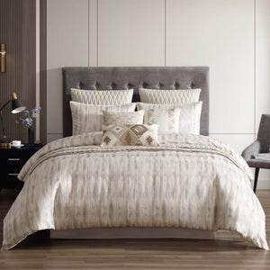 English Elm Milan 10-Piece King Comforter Set In Tan - Elegant Woven Jacquard With Coordinated Accessories For Style B340P341916