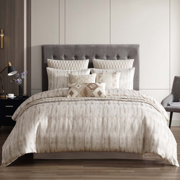 English Elm Milan 10-Piece King Comforter Set In Tan - Elegant Woven Jacquard With Coordinated Accessories For Style B340P341916