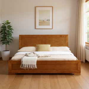 HomeRoots Brown Wood Twin Bed Frame - Stylish Solid Wood Design for Compact Rooms, Durable & Timeless Appeal Oak Queen 397101