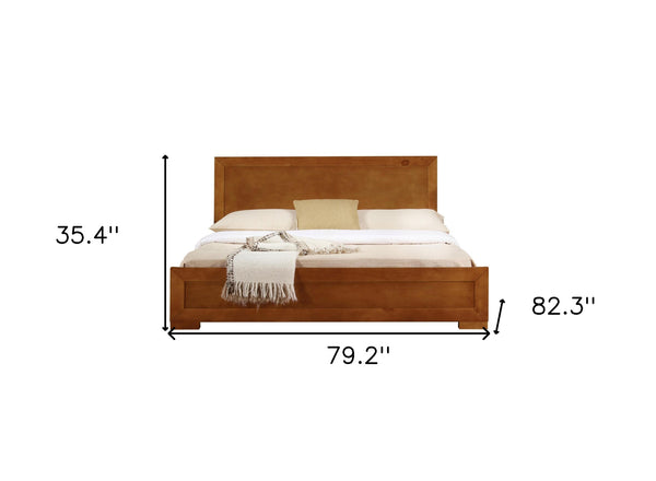 Homeroots Oak Wood King Bed Frame Oak Wood 397102
