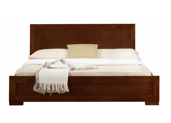 HomeRoots Brown Wood Twin Bed Frame - Stylish Solid Wood Design for Compact Rooms, Durable & Timeless Appeal Walnut Twin 397103