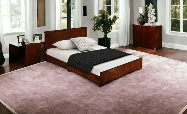 Homeroots Walnut Wood Twin Platform Bed Walnut Wood 397103