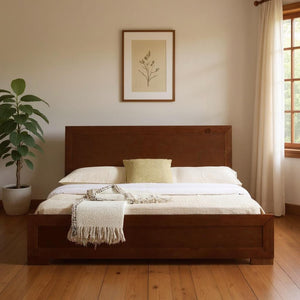 HomeRoots Brown Wood Twin Bed Frame - Stylish Solid Wood Design for Compact Rooms, Durable & Timeless Appeal Walnut Twin 397103