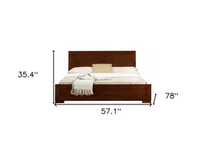 Homeroots Brown Solid And Manufactured Wood Full Bed Frame Walnut Solid Wood 397104