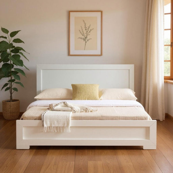 HomeRoots Brown Wood Twin Bed Frame - Stylish Solid Wood Design for Compact Rooms, Durable & Timeless Appeal White Twin 397107