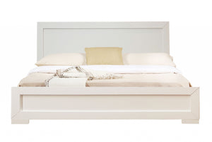 Homeroots White Solid And Manufactured Wood King Bed Frame White Wood 397110