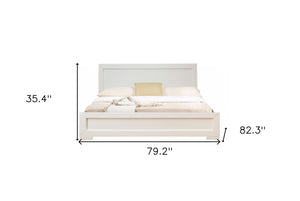 Homeroots White Solid And Manufactured Wood King Bed Frame White Wood 397110