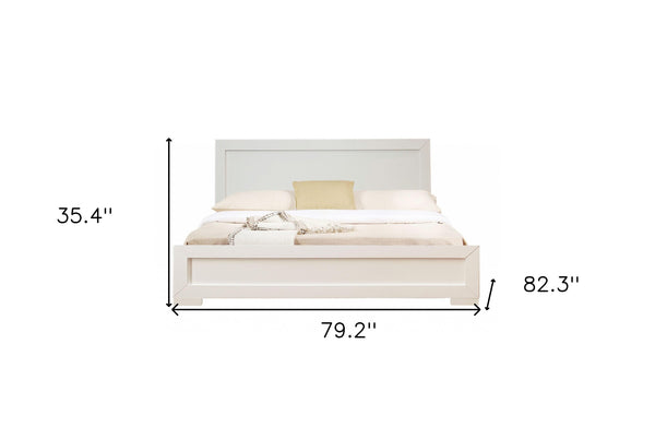 Homeroots White Solid And Manufactured Wood King Bed Frame White Wood 397110