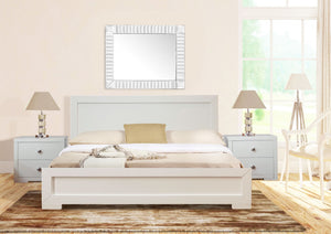 Homeroots White Solid And Manufactured Wood King Bed Frame White Wood 397110