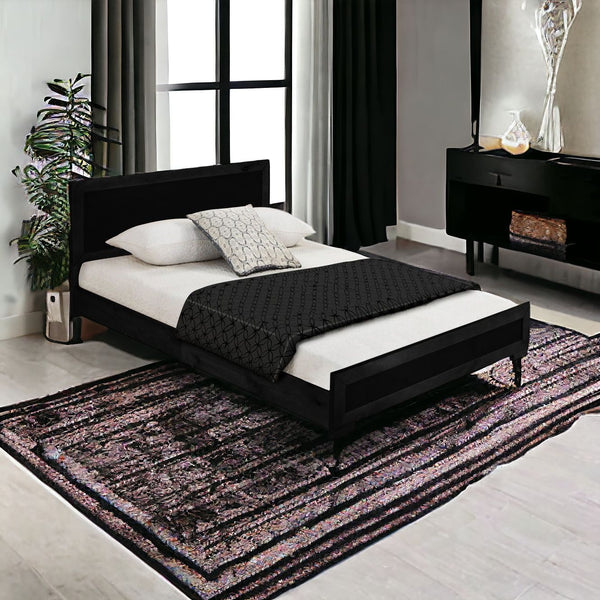 Homeroots Black Wood Twin Platform Bed Black Wood 397111