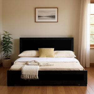 HomeRoots Brown Wood Twin Bed Frame - Stylish Solid Wood Design for Compact Rooms, Durable & Timeless Appeal Black Twin 397111