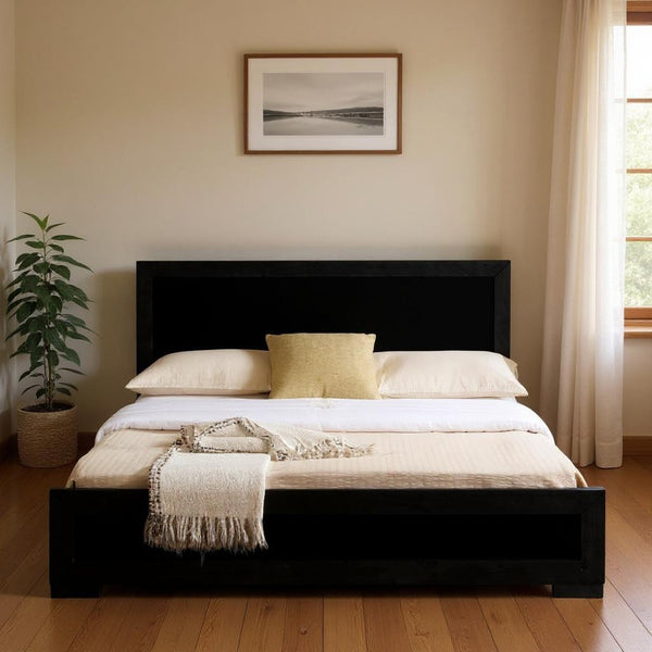 HomeRoots Brown Wood Twin Bed Frame - Stylish Solid Wood Design for Compact Rooms, Durable & Timeless Appeal Black Twin 397111
