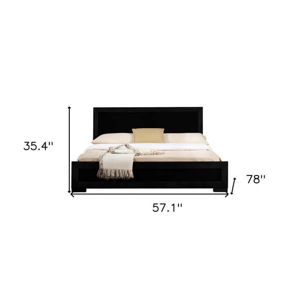 Homeroots Black Wood Full Bed Frame Black Solid Manufactured Wood 397112