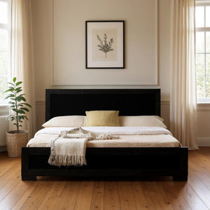 HomeRoots Brown Wood Twin Bed Frame - Stylish Solid Wood Design for Compact Rooms, Durable & Timeless Appeal Black DOUBLE 397112