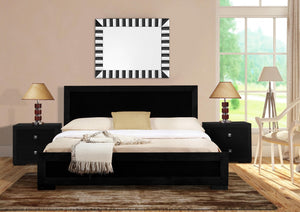 Homeroots Black Wood Full Bed Frame Black Solid Manufactured Wood 397112