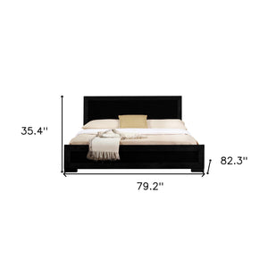 Homeroots Black Solid And Manufactured Wood King Bed Frame Black Wood 397114