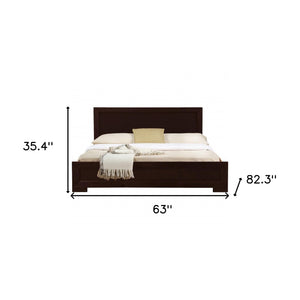 Homeroots Espresso Solid And Manufactured Wood Queen Bed Frame Espresso Wood 397117