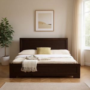 HomeRoots Brown Wood Twin Bed Frame - Stylish Solid Wood Design for Compact Rooms, Durable & Timeless Appeal Espresso Queen 397117