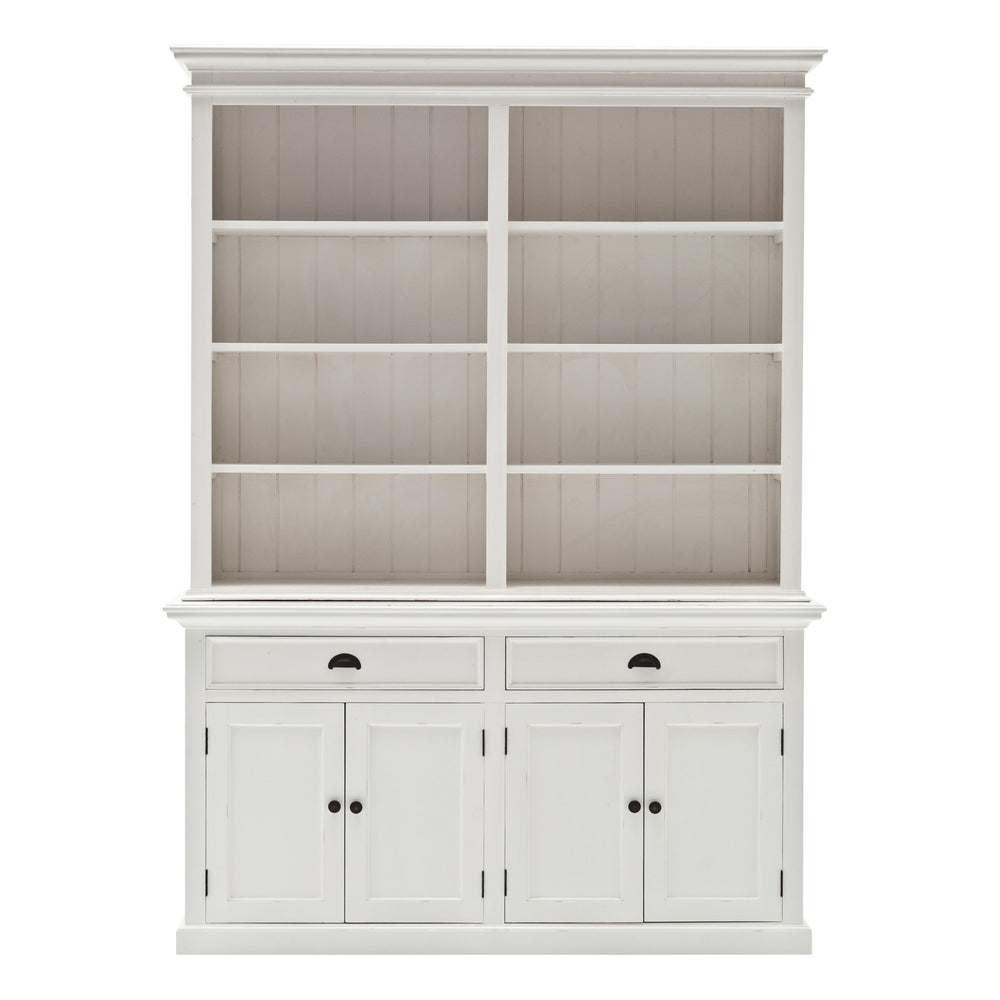Homeroots 87" White Solid Wood Side Board With Hutch   397119